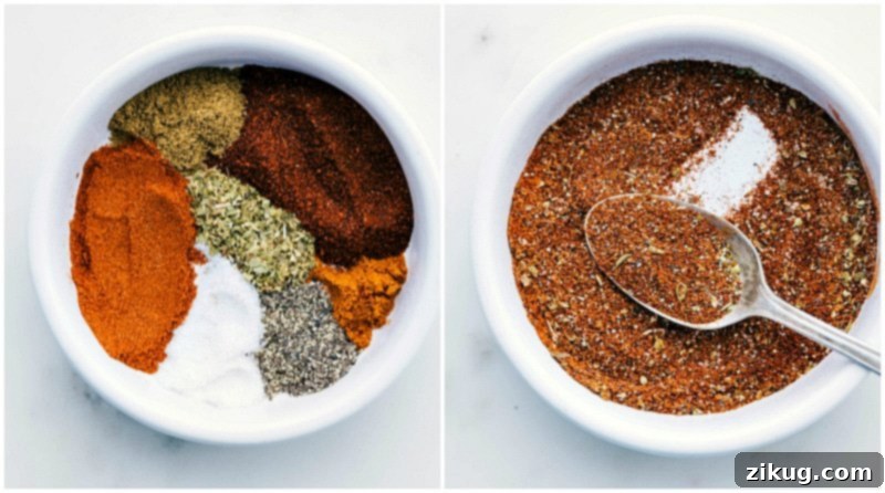Assorted spices for homemade taco seasoning blend