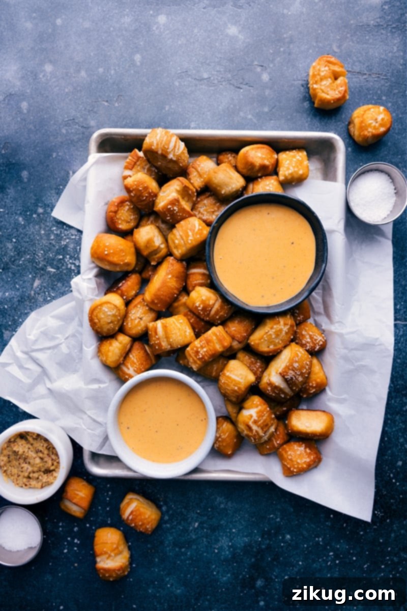 Pretzel Bites: A Homemade Snacking Sensation 2 Overhead view of freshly baked Pretzel Bites