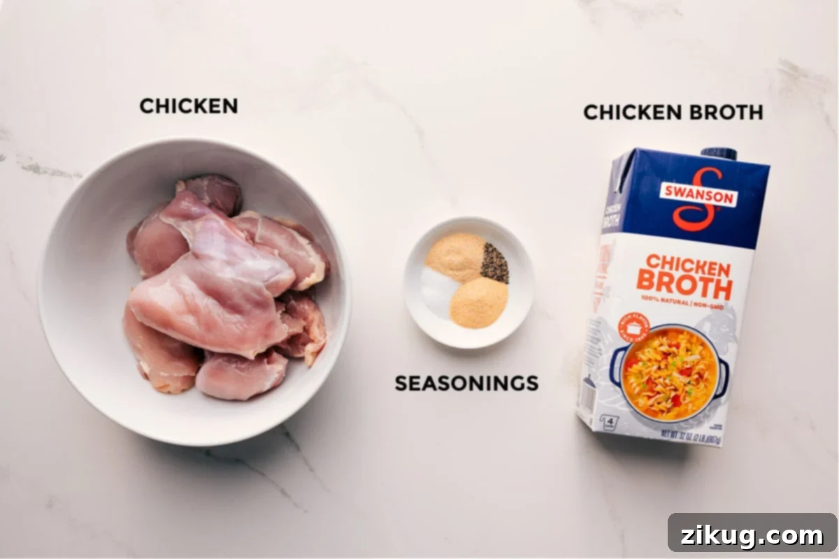 Ingredients for Effortless Shredded Chicken