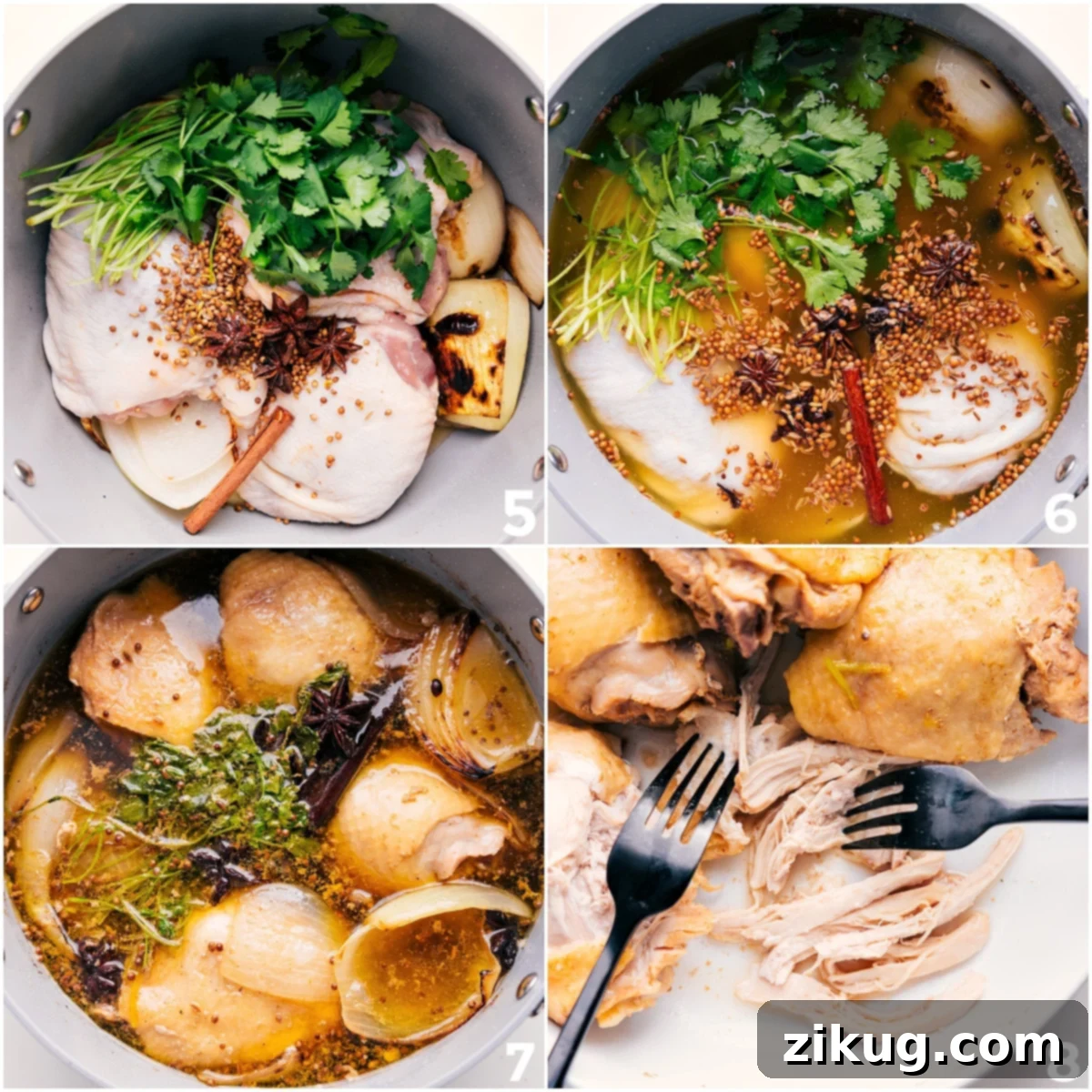 Chicken Noodle Pho: A Homemade Comfort Classic 5 Chicken Pho ingredients simmering