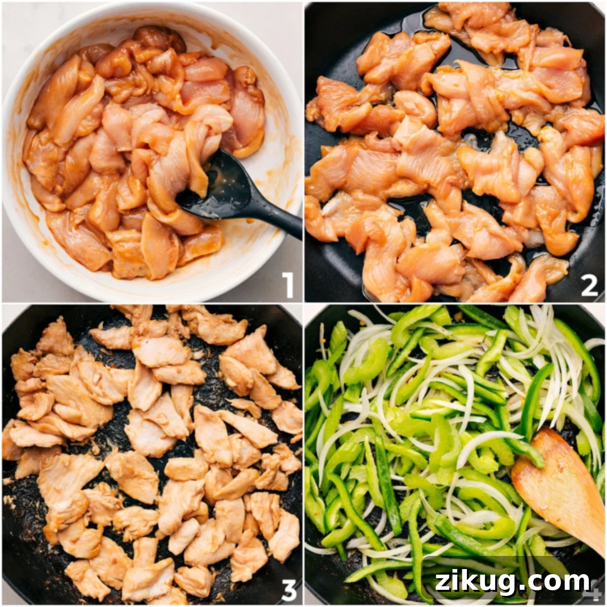 How To Make Black Pepper Chicken Marinating chicken and sautéing peppers for Black Pepper Chicken.
