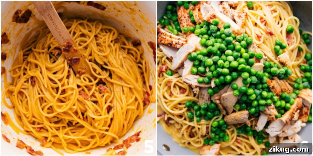 This Chicken Carbonara Recipe Feels Fancy But Couldn't Be Easier To Make Finished Chicken Carbonara Dish