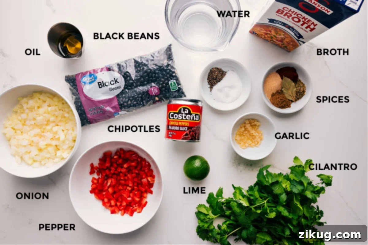 Homemade Black Beans Recipe Ingredients Ingredients for the black beans recipe.