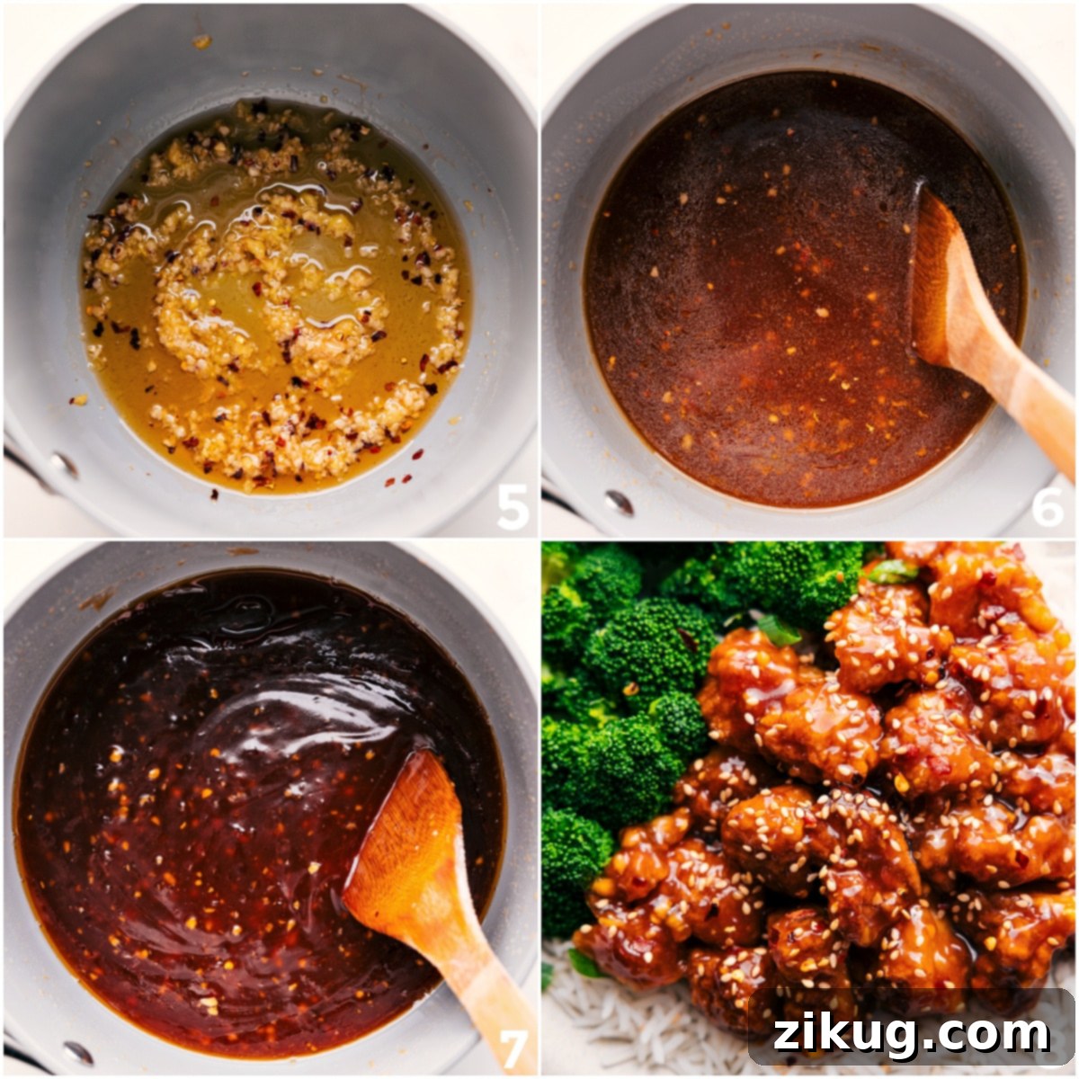 Easy Orange Chicken Recipe Tossing the chicken in the orange sauce.
