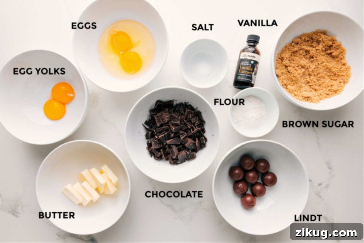 Chili's Molten Lava Cake Delight 3 All the necessary ingredients laid out, ready to be combined for creating the perfect Chili's lava cake.