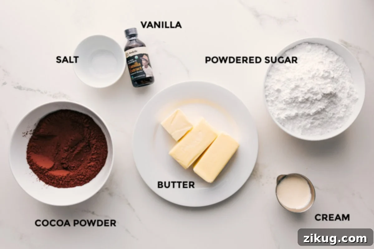 Chocolate Buttercream Ingredients Ingredients for Chocolate Buttercream Frosting