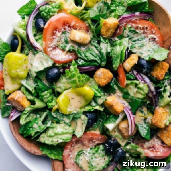 Olive Garden Salad Recipe, beautifully dressed.