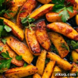Finished Greek Potatoes served on a plate