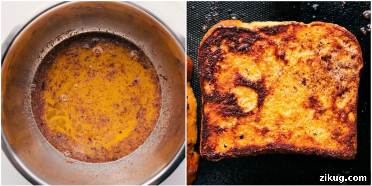 Visual Guide: How to Make French Toast A three-panel image demonstrating the French toast cooking process: whisked egg mixture, bread being dipped, and golden-brown French toast cooking on a griddle.