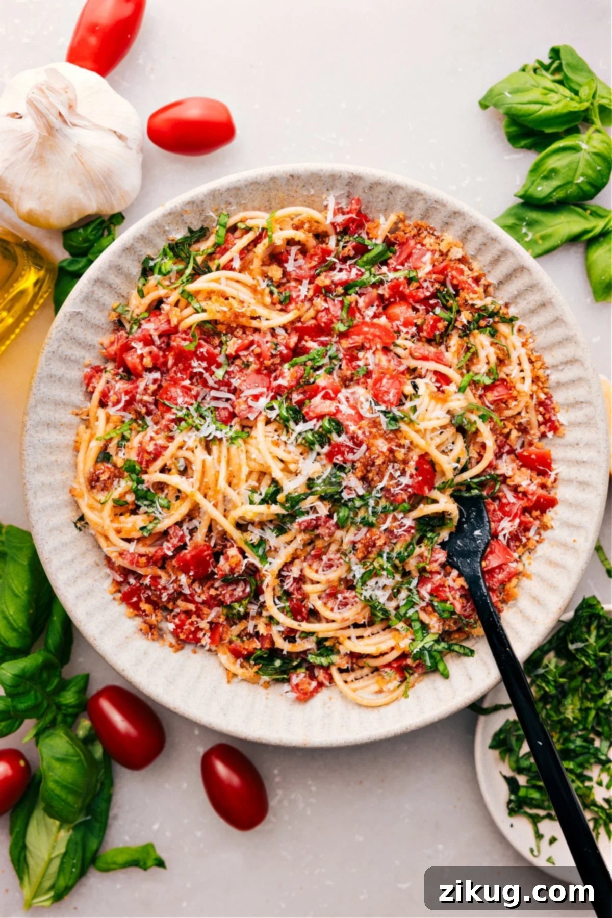 Classic Appetizer Turned Flavorful Pasta Fresh and flavor-packed Bruschetta Pasta, a delightful dinner from the pasta recipes roundup, featuring ripe tomatoes, fragrant herbs, and perfectly cooked pasta.
