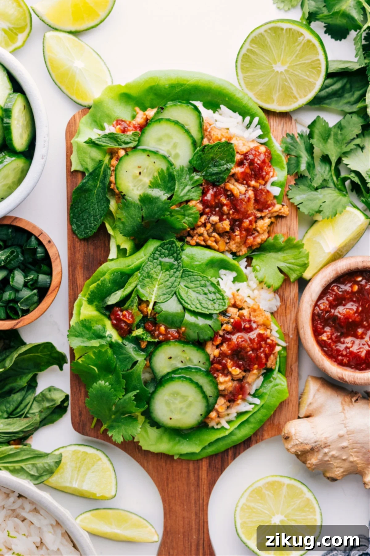 Quick Thai Chicken Larb Recipe Authentic Thai Chicken Larb, a flavorful ground chicken dish seasoned with garlic, ginger, lime, and fresh herbs, perfect for lettuce wraps or coconut rice.