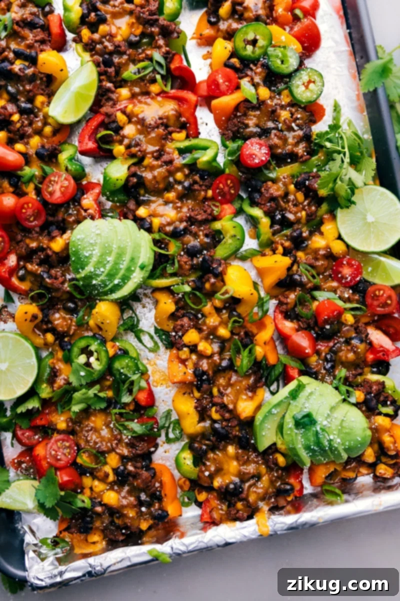 Bell Pepper Nachos Recipe Healthy ground beef recipes: Bell Pepper Nachos featuring seasoned ground beef piled high on crisp bell pepper wedges, topped with melted Cheddar cheese.