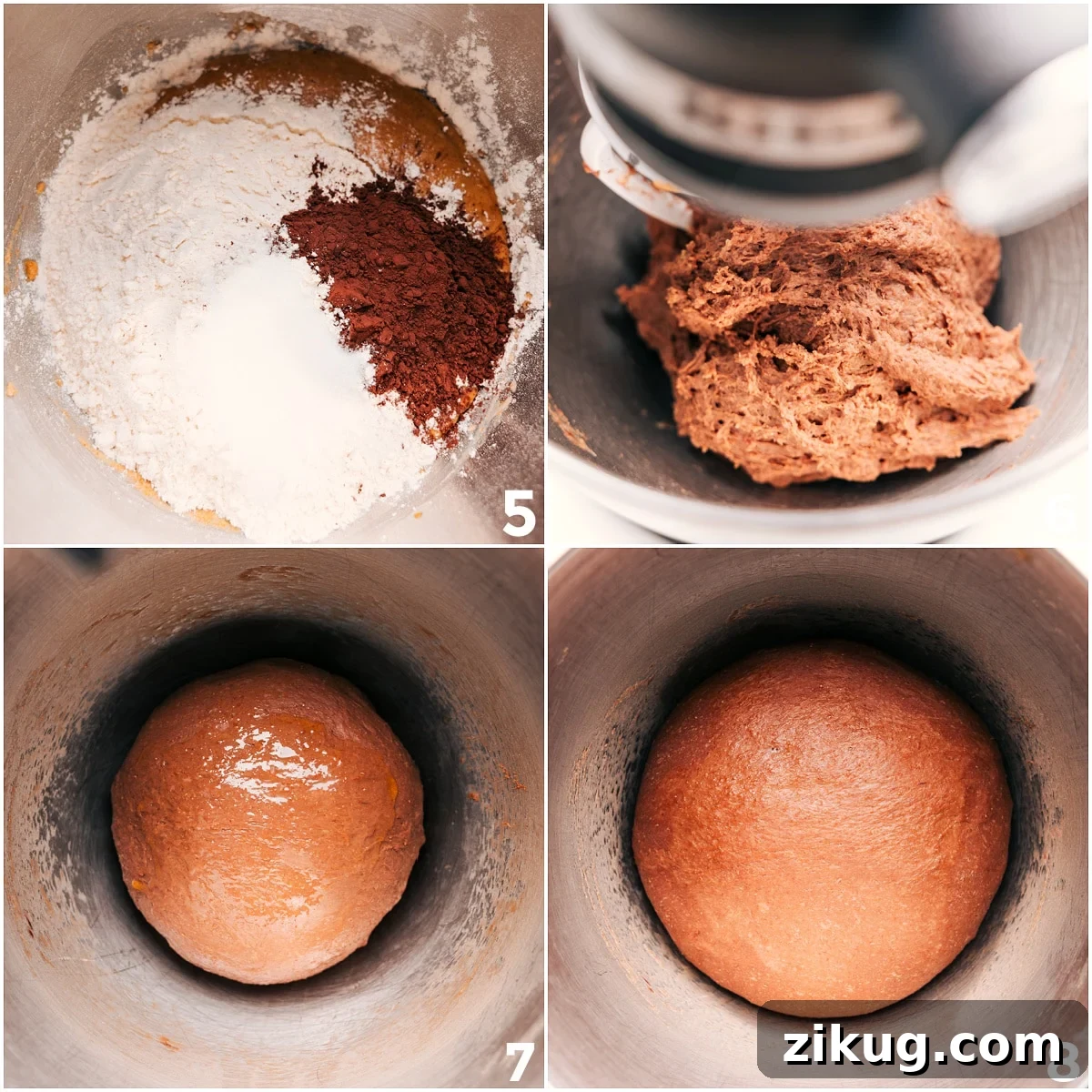 Brown Bread Dough Rising Dry ingredients mixed into the dough until a ball forms, then set aside to rise.