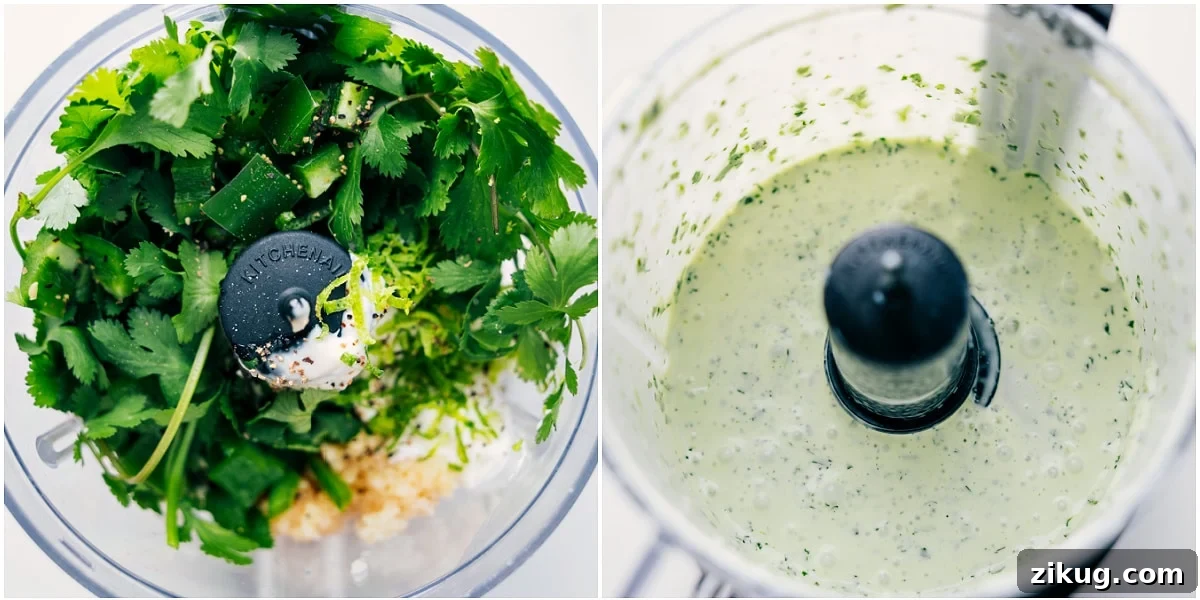 How To Make The Dressing For This Mexican Slaw Recipe Mexican slaw recipe dressing ingredients blended together in a food processor.