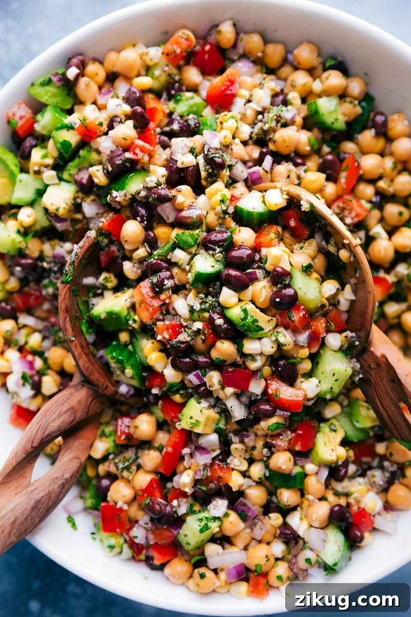 Garbanzo Bean Salad Garbanzo bean salad dressed and tossed together.