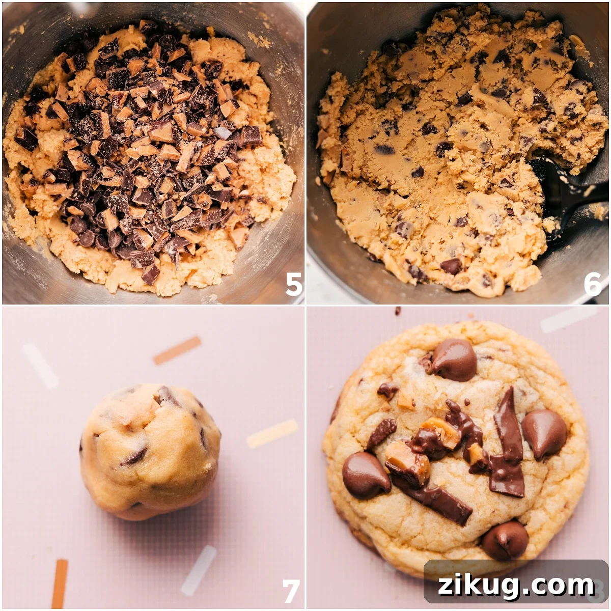 Baking Up These Heath Bar Cookies The dough rolled into bowls and baked together.