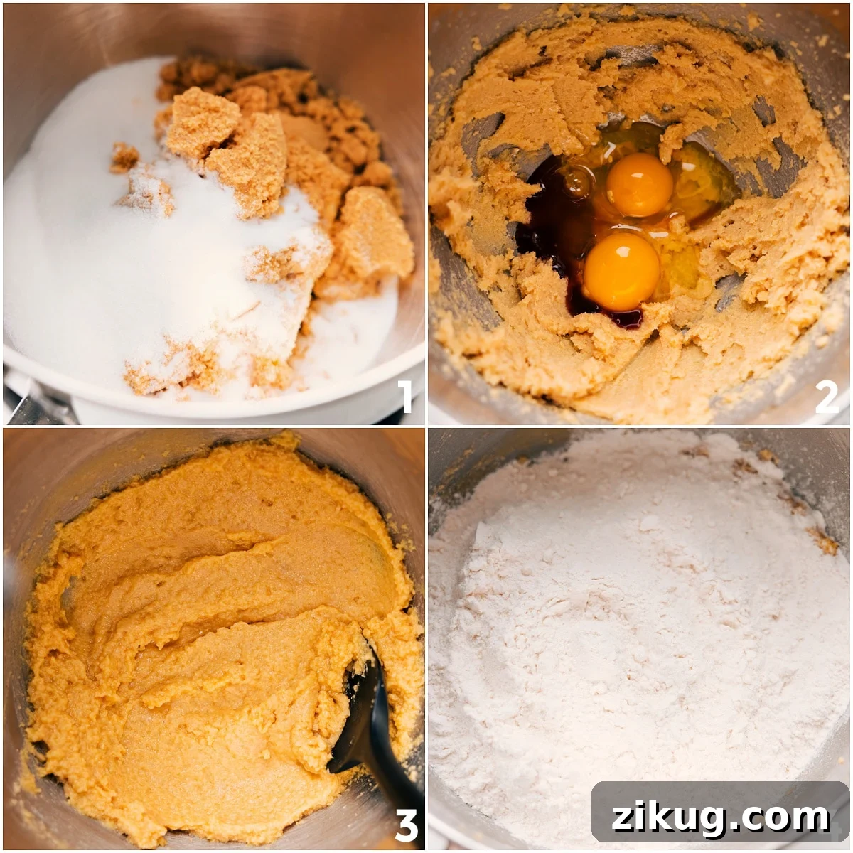 How To Make This Recipe For Macadamia Nut White Chocolate Wet ingredients for this recipe for Macadamia Nut White Chocolate Cookies whisked together with the dry ingredients added on top.