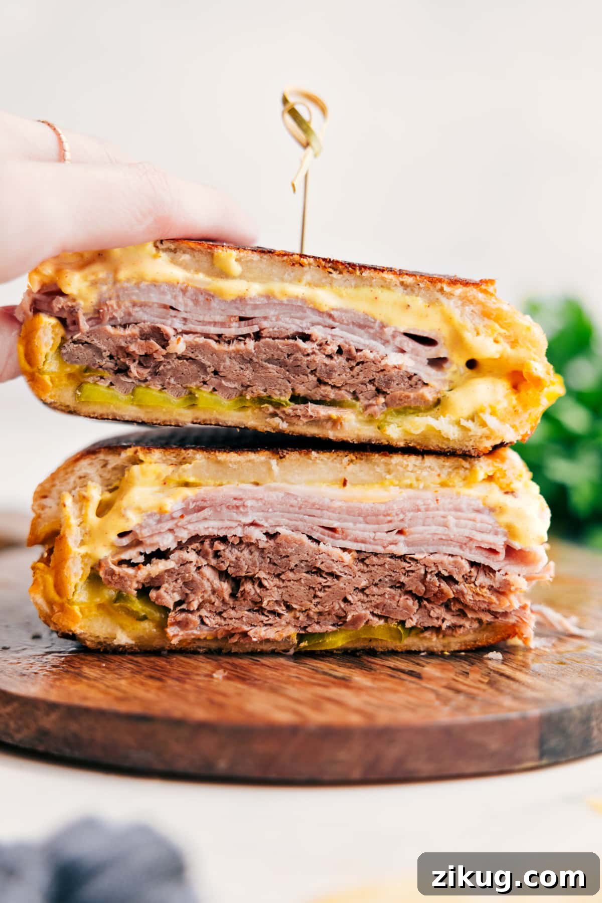 Cuban Sandwich Recipe Ready To Be Enjoyed Cuban Sandwich Recipe stacked and ready to serve.