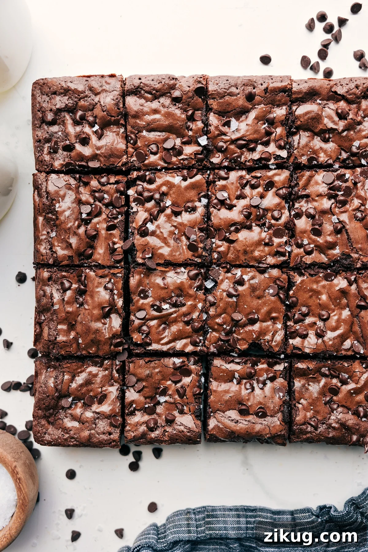 Fudgy Gluten-Free Brownies Recipe 2 Gluten-Free Brownies Recipe fresh from the oven, cut into squares and sprinkled with flaky sea salt.