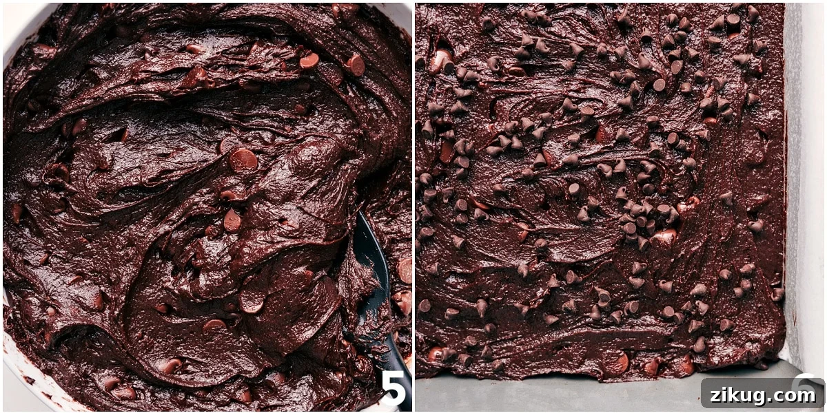 Fudgy Gluten-Free Brownies Recipe 6 The batter spread into a pan to bake up.