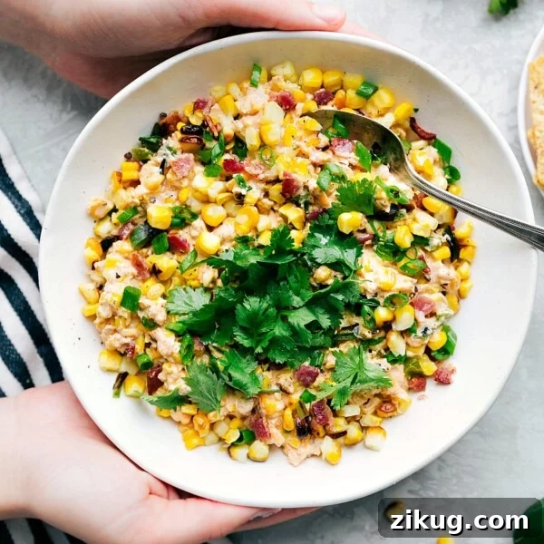 Fresh Corn Salad with Lime, Avocado and Herbs 6 Creamy corn salad, rich and packed full of flavor, ready to be enjoyed as a delightful side dish.