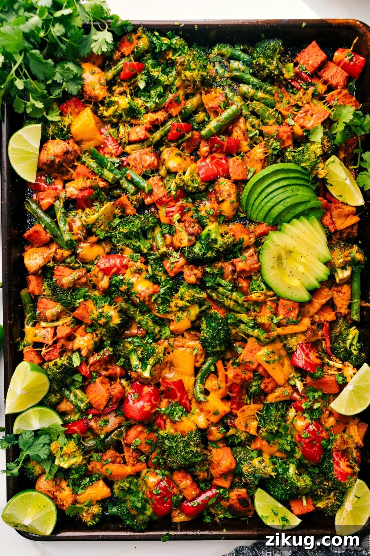 Unstuffed Peppers Recipes Roasted chicken and tender vegetables in a cheesy healthy one pan meal.