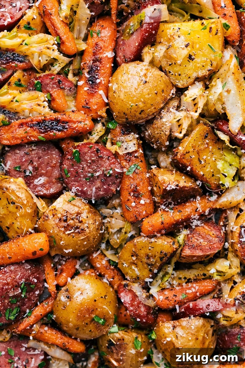 Taco Salad Recipe Roasted cabbage, potatoes, and sausage with Parmesan and creamy Dijon sauce.