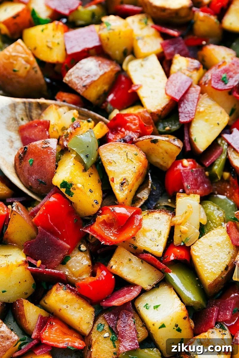 Beef Kofta Recipe On A Plate Crispy breakfast potatoes, bacon, peppers, and onions roasted on a sheet pan.