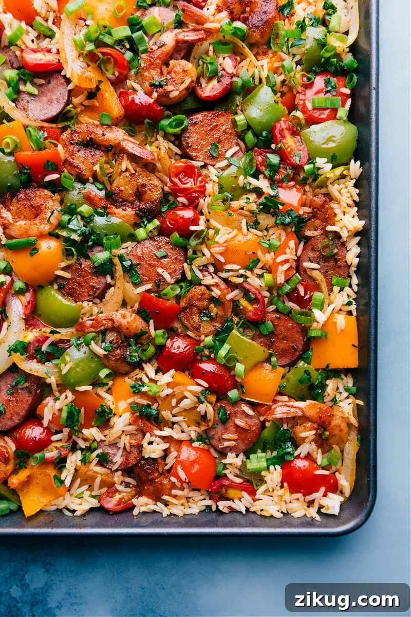Korean Ground Beef Bowls Shrimp, sausage, vegetables, and rice in one of the most flavorful healthy one pan meals.