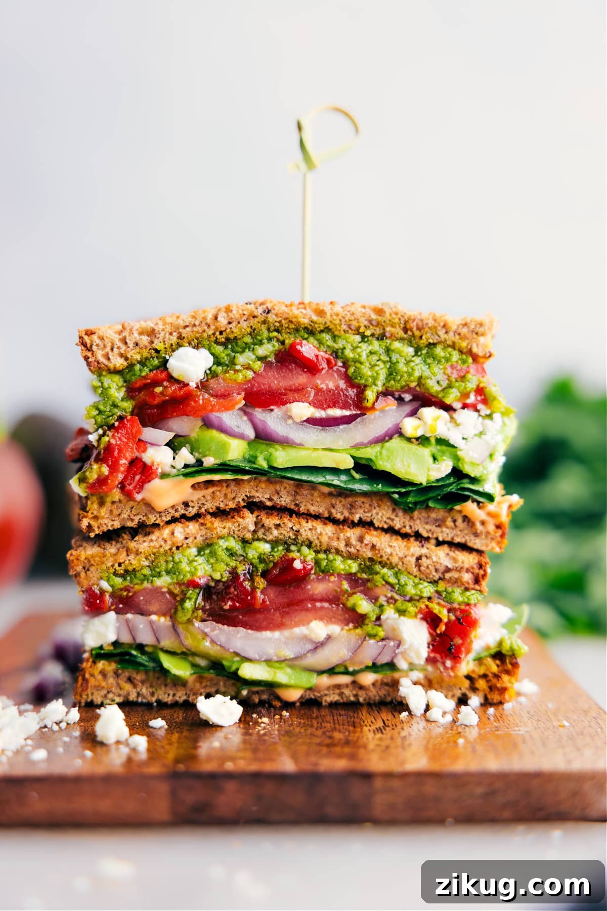 Beef Burrito Bowl Mediterranean sandwich recipes loaded with vegetables, feta cheese, and basil pesto.