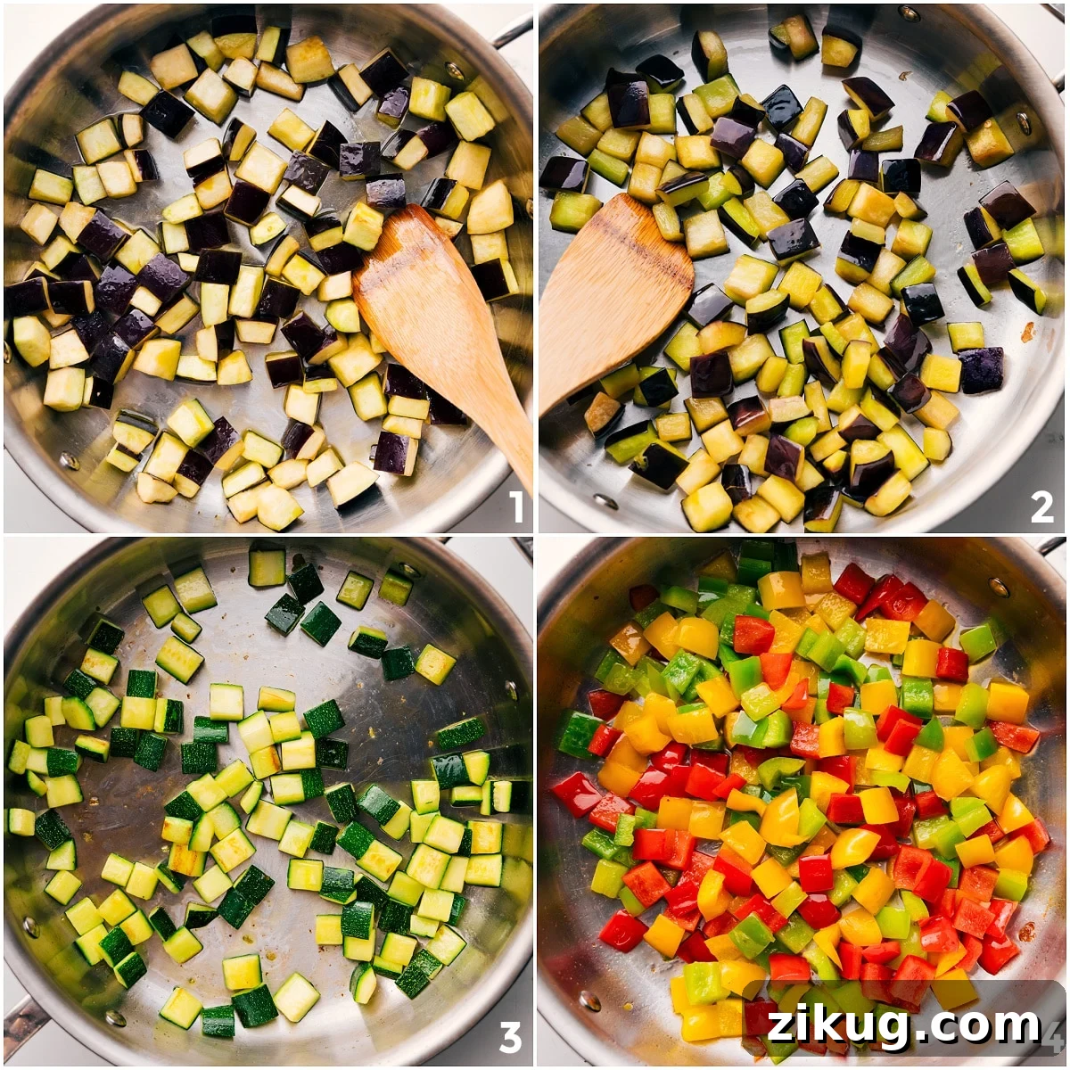 Authentic Ratatouille Soup Recipe 6 Sautéing the eggplant, zucchini, and peppers to tender perfection.