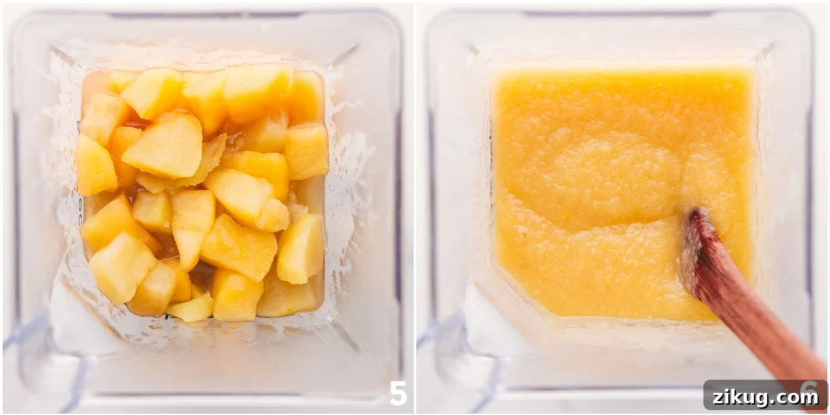 Homemade Applesauce Recipe: Stovetop or Slow Cooker Options 6 The mix added into a blender to blend until smooth.