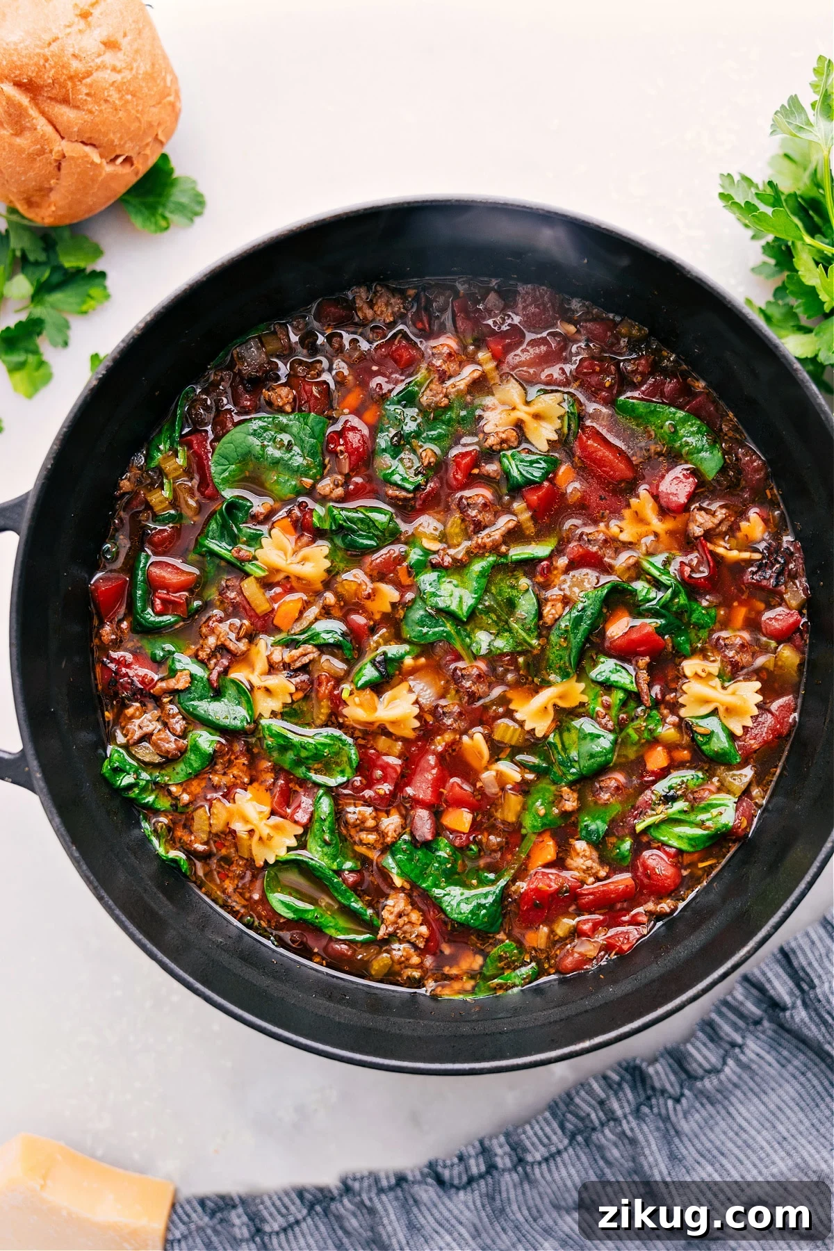 30-Minute Ground Beef Lettuce Wraps Pasta soup with Italian sausage, spinach & tender pasta, one of these hearty healthy soup recipes.