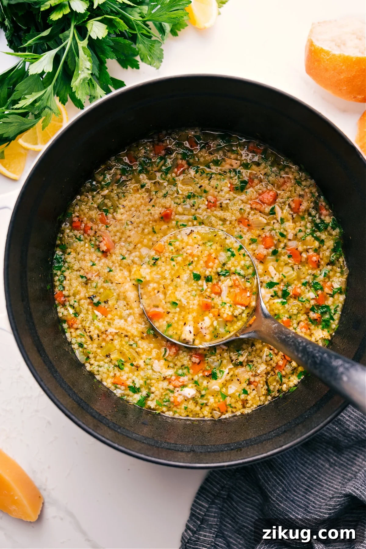 20-Minute Mongolian Ground Beef Pastina soup with tiny pasta and tender vegetables, a simple favorite.