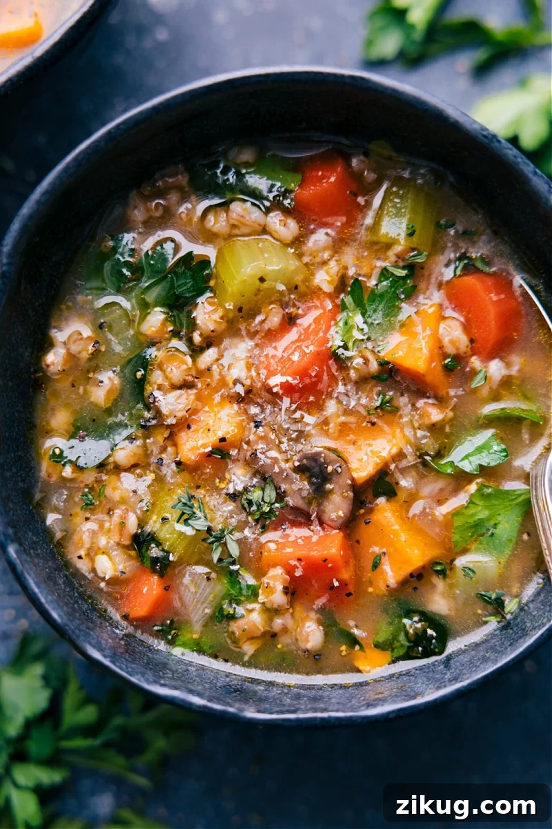 Bell Pepper Nachos Recipe Farro soup loaded with vegetables & tender farro, one of these filling healthy soup recipes.