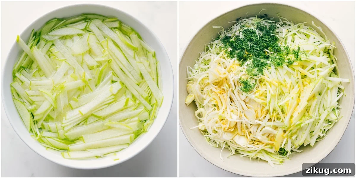 Crisp Apple and Fennel Slaw with Lemon Dijon Dressing 6 Soaking the apples and then combining all the ingredients for this recipe in a large bowl.